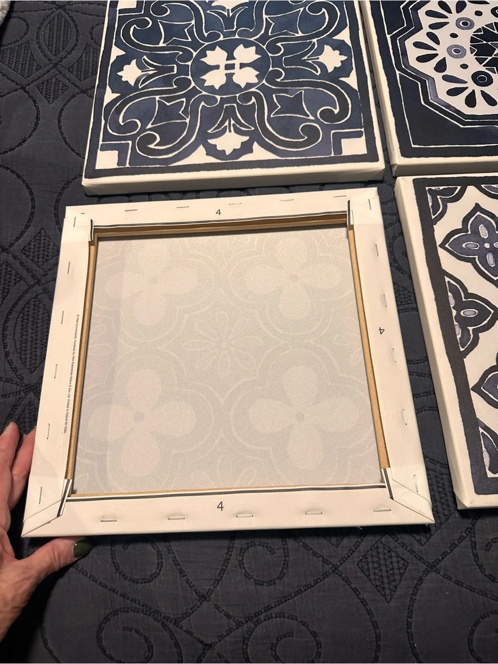 Decorative Blues and White Canvas Wall Decor - Set of 4